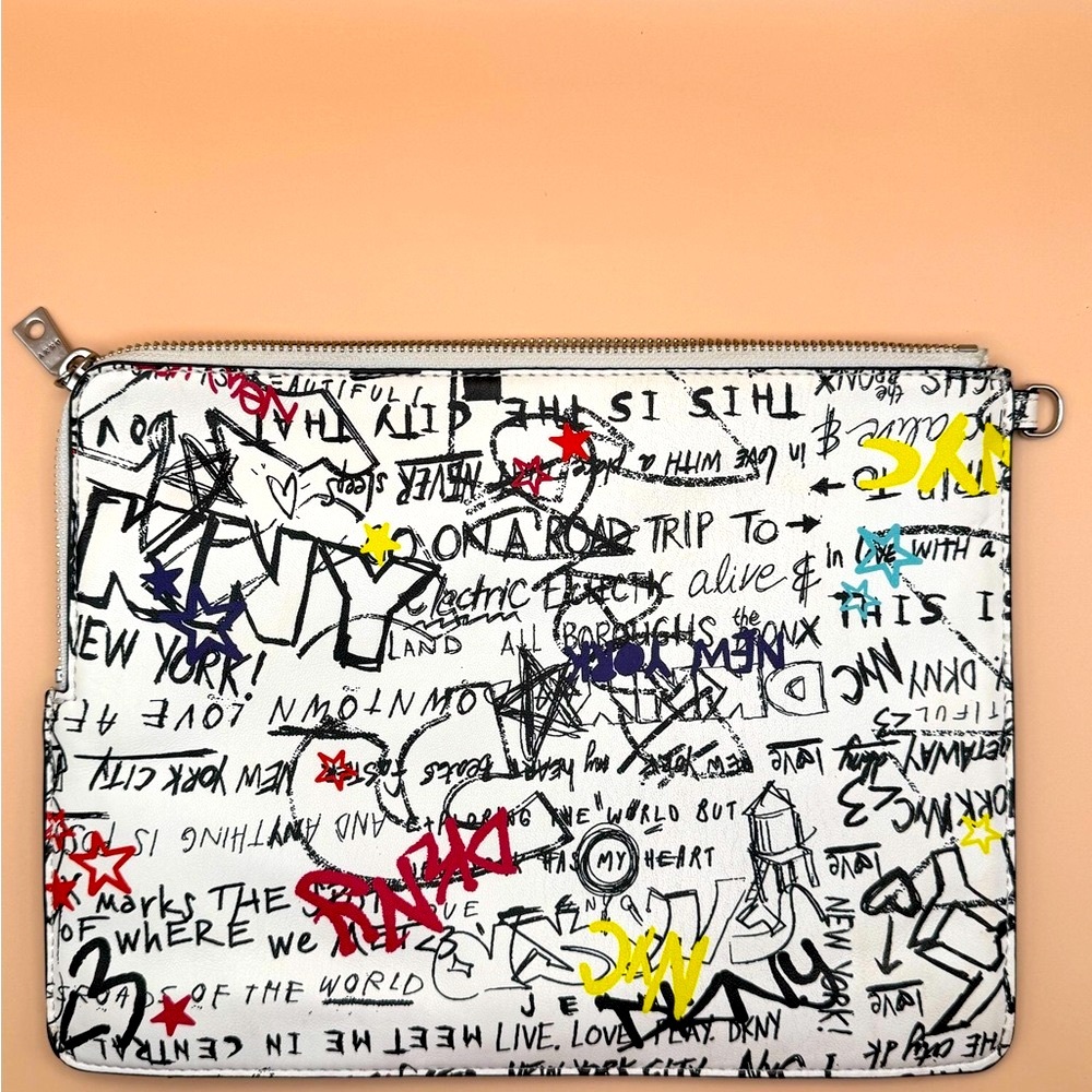 DKNY Ashlee Graffiti Print Clutch Bag